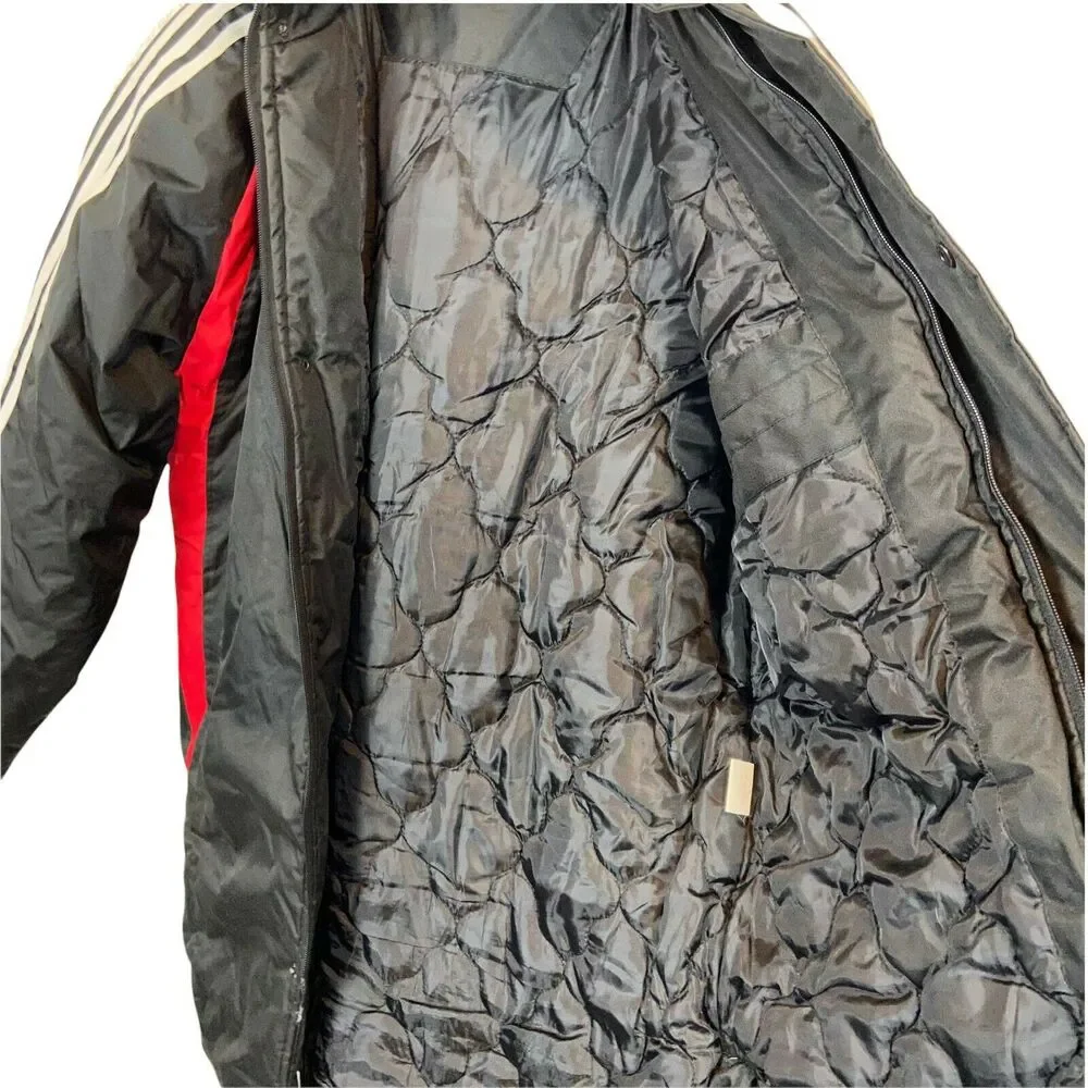 90s Puffer Coat Contiki Long Jacket Retro Stripe Men's XL Women's 1X Retro